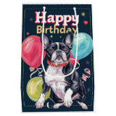Boston Terrier met ballonnen Medium Cadeauzakje (Achterkant)
