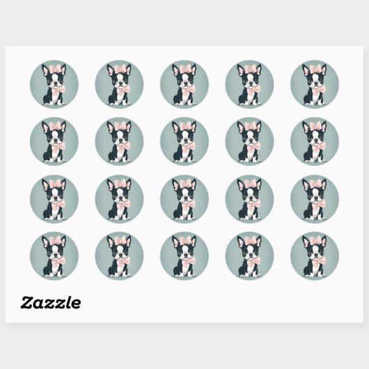 Boston Terrier met Bow Sticker (Vel)