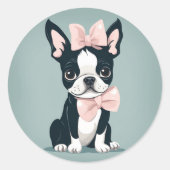Boston Terrier met Bow Sticker (Voorkant)