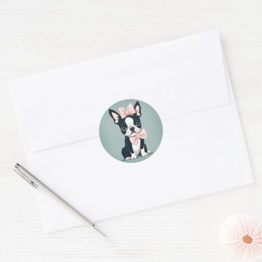 Boston Terrier met Bow Sticker (Envelop)