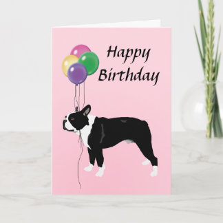 Boston Terrier met de Gelukkige Verjaardag van Kaart
