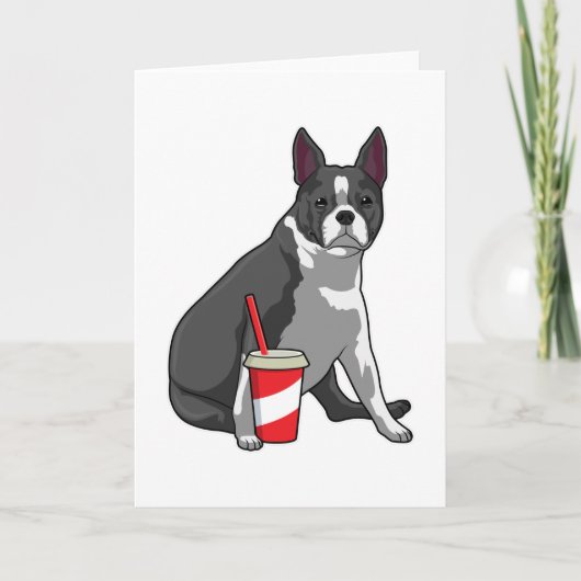 Boston Terrier met drankje Kaart (Voorkant)