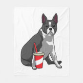 Boston Terrier met Drink Fleece Deken (Voorkant)