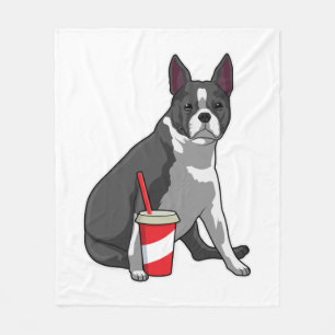 Boston Terrier met Drink Fleece Deken