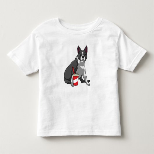 Boston Terrier met Drink Kinder Shirts (Voorkant)