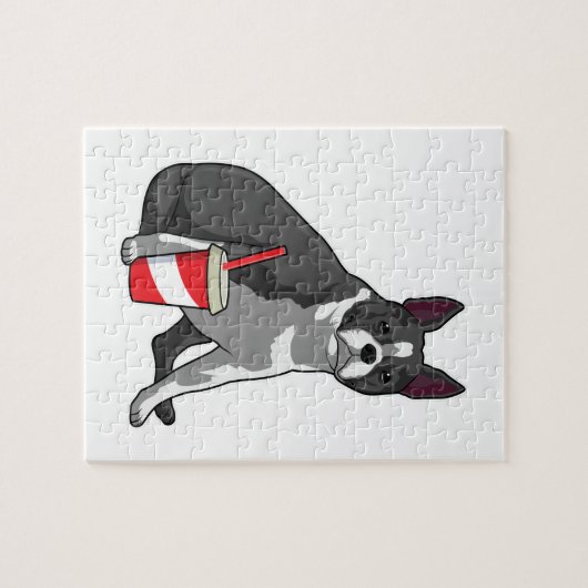 Boston Terrier met Drink Legpuzzel (Horizontaal)
