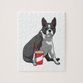 Boston Terrier met Drink Legpuzzel (Verticaal)