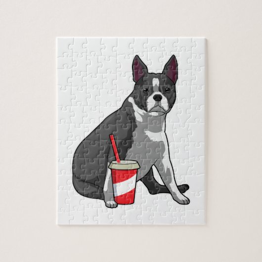 Boston Terrier met Drink Legpuzzel (Verticaal)