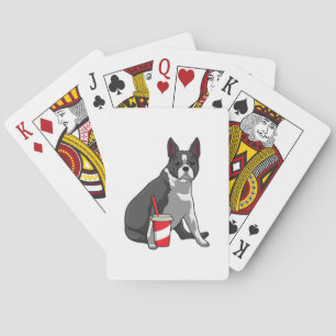 Boston Terrier met Drink Pokerkaarten