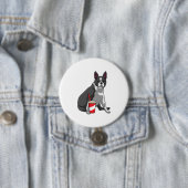 Boston Terrier met Drink Ronde Button 7,6 Cm (In situ)