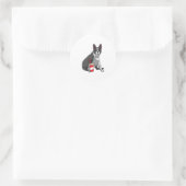 Boston Terrier met Drink Ronde Sticker (Tas)