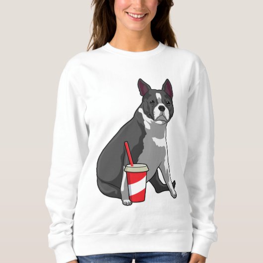 Boston Terrier met Drink Trui (Voorkant)