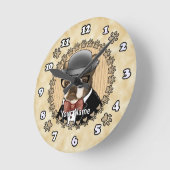Boston Terrier met een Bril Ronde Klok (Hoek)
