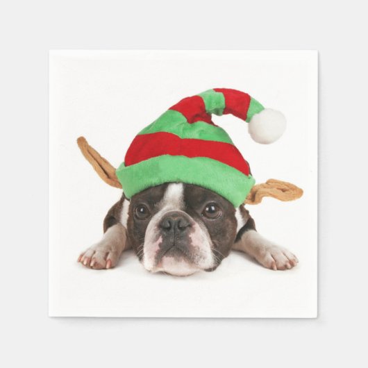 Boston Terrier met een kerst Pet Servetten (Voorkant)