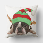 Boston Terrier met een kerstPet Kussen (Achterkant)