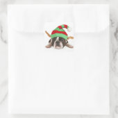 Boston Terrier met een kerstPet Vierkante Sticker (Tas)