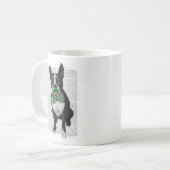 Boston Terrier met Green Mustache en Spotty 2 Koffiemok (Voorkant links)