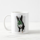Boston Terrier met Green Mustache en Spotty 2 Koffiemok (Links)