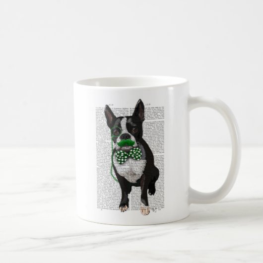 Boston Terrier met Green Mustache en Spotty 2 Koffiemok (Rechts)