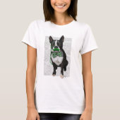 Boston Terrier met Green Mustache en Spotty 2 T-shirt (Voorkant)