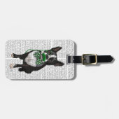 Boston Terrier met Green Mustache en Spotty Bagagelabel (Voorkant horizontaal)