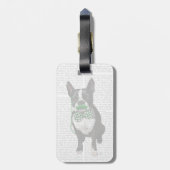 Boston Terrier met Green Mustache en Spotty Bagagelabel (Achterkant verticaal)
