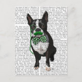 Boston Terrier met Green Mustache en Spotty Briefkaart (Voorkant)
