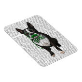 Boston Terrier met Green Mustache en Spotty Magneet (Rechterzijde)