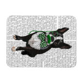 Boston Terrier met Green Mustache en Spotty Magneet (Horizontaal)