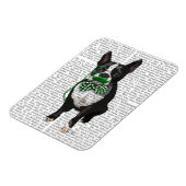 Boston Terrier met Green Mustache en Spotty Magneet (Linkerzijde)