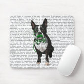 Boston Terrier met Green Mustache en Spotty Muismat (Met muis)