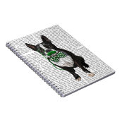 Boston Terrier met Green Mustache en Spotty Notitieboek (Rechterzijde)