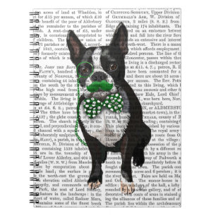 Boston Terrier met Green Mustache en Spotty Notitieboek
