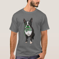 Boston Terrier met Green Mustache en Spotty