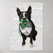 Boston Terrier met Green Mustache Poster (Voorkant)