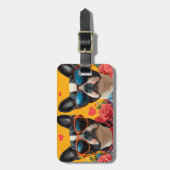 Boston Terrier met hart Rozen Valentijnsdag Bagagelabel (Voorkant verticaal)