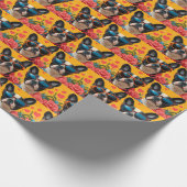 Boston Terrier met hart Rozen Valentijnsdag Cadeaupapier (Hoek)