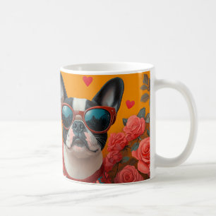 Boston Terrier met hart Rozen Valentijnsdag Koffiemok