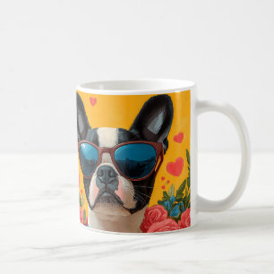 Boston Terrier met hart Rozen Valentijnsdag Koffiemok