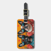 Boston Terrier Met Hartrozen Valentijnsdag Bagagelabel (Voorkant verticaal)