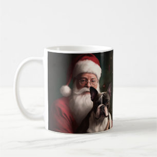 Boston Terrier met Kerstman Feestelijke Kerstmis Koffiemok