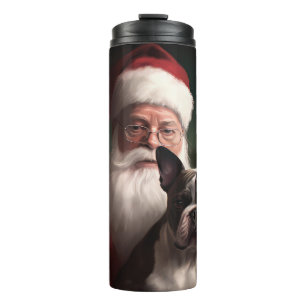 Boston Terrier met Kerstman Festieve Kerstmis Thermosbeker