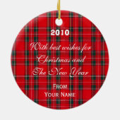 Boston Terrier met kerstmis Cartoon Tartan Keramisch Ornament (Achterkant)