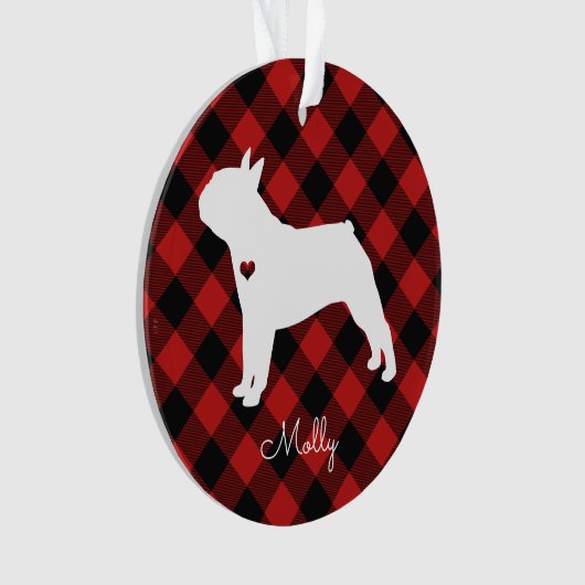 Boston Terrier met kerstspeldenhond Foto Ornament (voorkant)
