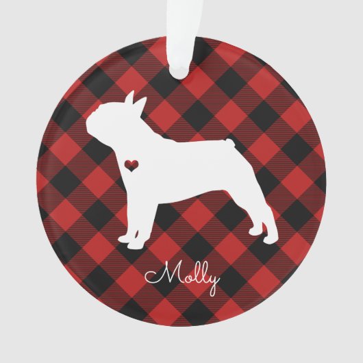 Boston Terrier met kerstspeldenhond Foto Ornament (voorkant)
