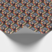 Boston Terrier met kerstverlichting vakantie Cadeaupapier (Hoek)