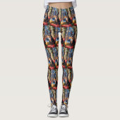 Boston Terrier met kerstverlichting vakantie Leggings (Voorkant)