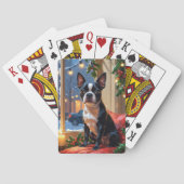 Boston Terrier met kerstverlichting vakantie Pokerkaarten (Achterkant)