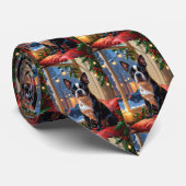 Boston Terrier met kerstverlichting vakantie Stropdas (Opgerold)