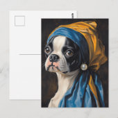 Boston Terrier met parodie op Pearl Earring Briefkaart (Voorkant / Achterkant)